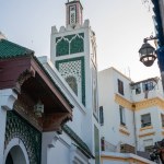 Mosque minaret in the medina of Tanger, Morocco