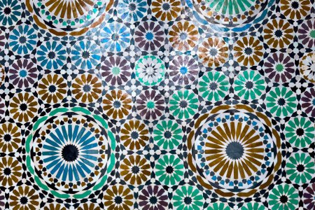 Photo for Moroccan traditional Mosaic inside Zawiya of Moulay Idris II in Fez, Morocco - Royalty Free Image