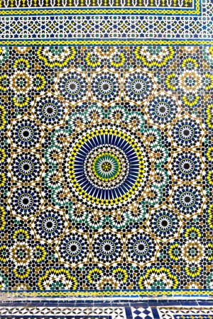 Photo for Moroccan traditional Mosaic inside Zawiya of Moulay Idris II in Fez, Morocco - Royalty Free Image