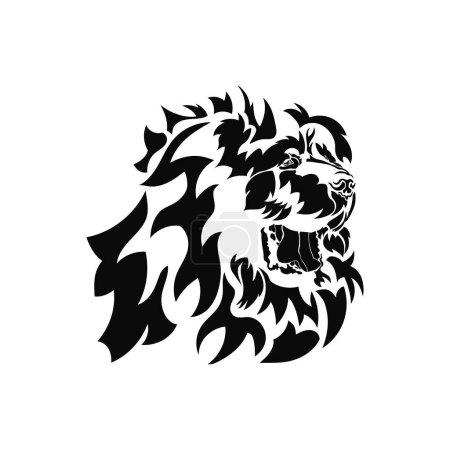 Illustration for Vector illustration of a hand drawn silhouette of a Tibetan Mastiff. Black dog template. Isolated on white background. - Royalty Free Image