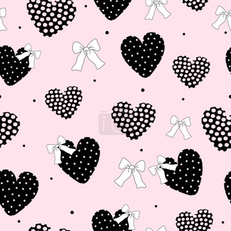 Illustration for Hearts seamless pattern. Print with abstract texture. Valentine pattern. Packaging template, wrapping paper, textiles, bedding and wallpaper. - Royalty Free Image
