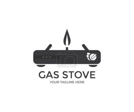 Illustration for Black Portable gas stove logo design. A small portable gas stove for cooking vector design and illustration. - Royalty Free Image