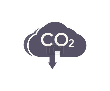 Cloud Co2, logo des émissions de CO2. Nuage de gaz carbonique, pollution au dioxyde. Écologie mondiale Émissions de gaz d'échappement concept de smog. Limiter la conception et l'illustration des vecteurs du réchauffement climatique et du changement climatique.