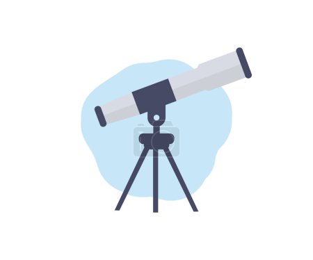 Illustration for Silhouette of telescope, Astronomer Equipment Telescope logo design. Standing Telescope For Explore And Observe Galaxy And Cosmos. Discovery Optical Device vector design and illustration. - Royalty Free Image