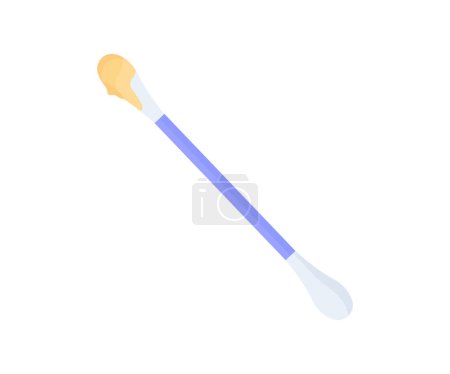 Illustration for Earwax on the stick. Ear cleaning swab. Ear cleaning with cotton swab logo design. Earwax on the plastic spins the ears vector design and illustration. - Royalty Free Image