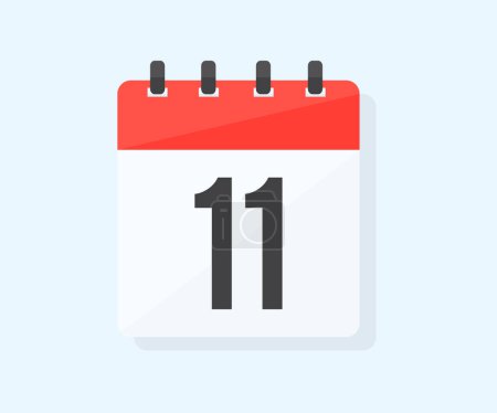 Téléchargez les illustrations : The eleventh day of the month with date 11, day eleven logo design. Calendar icon flat day 11. Reminder symbol. Event schedule date. Schedule planning. Meeting appointment time vector design and illustration. - en licence libre de droit