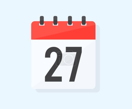 Téléchargez les illustrations : The twenty seventh day of the month with date 27, day twenty seven logo design. Calendar icon flat day 27. Reminder symbol. Event schedule date. Meeting appointment time vector design and illustration. - en licence libre de droit