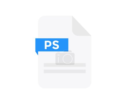 Illustration for File format PS logo design. Document file icon, internet, extension, sign, type, presentation, graphic, application. Element for applications, web sites, data services vector design and illustration. - Royalty Free Image