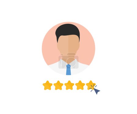 Téléchargez les illustrations : Business Employee Skills, Star Evaluation Icon. Male Employee. Customer retention rate. Skills icon and best, favorite, rating symbol. Employee job, business strategy vector design and illustration. - en licence libre de droit