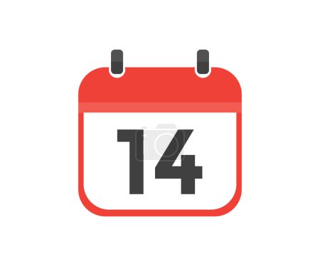 Illustration for Simple calendar with date 14 day fourteen logo design. Calendar icon flat day 14. Reminder symbol. Event schedule date. Meeting appointment time vector design and illustration. - Royalty Free Image