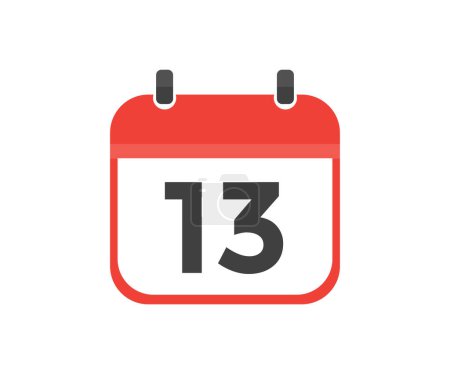 Illustration for Simple calendar with date 13 day thirteen logo design. Calendar icon flat day 13. Reminder symbol. Event schedule date. Meeting appointment time vector design and illustration. - Royalty Free Image