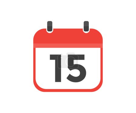 Illustration for Simple calendar with date 15 day fifteen logo design. Calendar icon flat day 15. Reminder symbol. Event schedule date. Meeting appointment time vector design and illustration. - Royalty Free Image