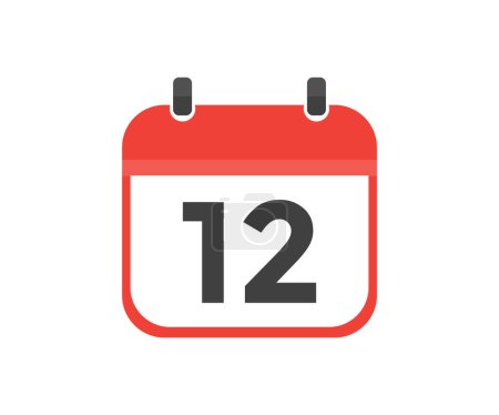 Illustration for Simple calendar with date 12 day twelve logo design. Calendar icon flat day 12. Reminder symbol. Event schedule date. Meeting appointment time vector design and illustration. - Royalty Free Image