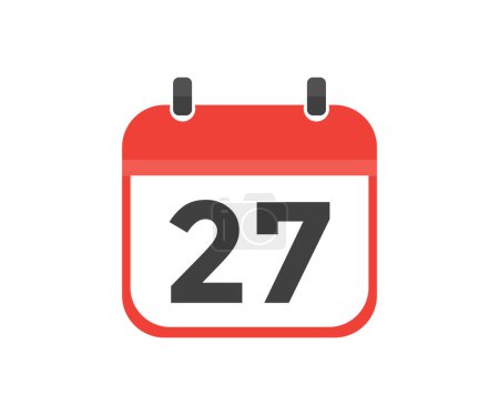 Illustration for Simple calendar with date 27 day twenty seven logo design. Calendar icon flat day 27. Reminder symbol. Event schedule date. Meeting appointment time vector design and illustration. - Royalty Free Image