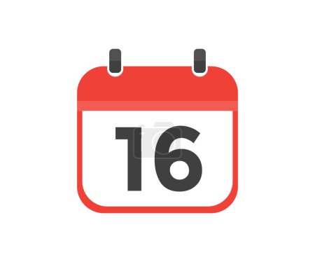 Illustration for Simple calendar with date 16 day sixteen logo design. Calendar icon flat day 16. Reminder symbol. Event schedule date. Meeting appointment time vector design and illustration. - Royalty Free Image