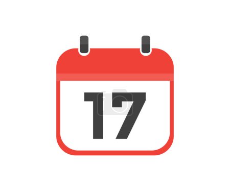 Illustration for Simple calendar with date 17 day seventeen logo design. Calendar icon flat day 17. Reminder symbol. Event schedule date. Meeting appointment time vector design and illustration. - Royalty Free Image