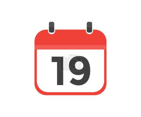 Illustration for Simple calendar with date 19 day nineteen logo design. Calendar icon flat day 19. Reminder symbol. Event schedule date. Meeting appointment time vector design and illustration. - Royalty Free Image