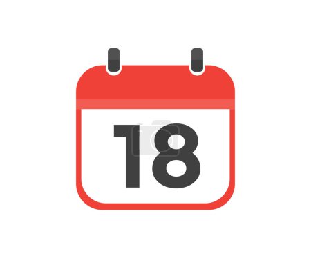Illustration for Simple calendar with date 18 day eighteen logo design. Calendar icon flat day 18. Reminder symbol. Event schedule date. Meeting appointment time vector design and illustration. - Royalty Free Image