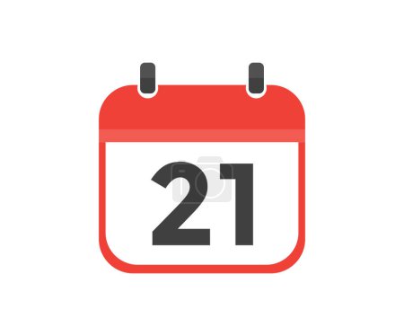 Illustration for Simple calendar with date 21 day twenty-one logo design. Calendar icon flat day 21. Reminder symbol. Event schedule date. Meeting appointment time vector design and illustration. - Royalty Free Image