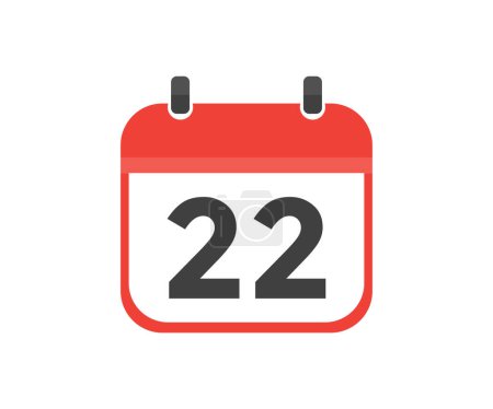 Illustration for Simple calendar with date 22 day twenty second logo design. Calendar icon flat day 22. Reminder symbol. Event schedule date. Meeting appointment time vector design and illustration. - Royalty Free Image