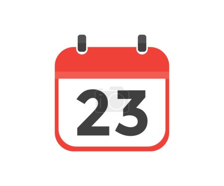 Illustration for Simple calendar with date 23 day twenty third logo design. Calendar icon flat day 23. Reminder symbol. Event schedule date. Meeting appointment time vector design and illustration. - Royalty Free Image