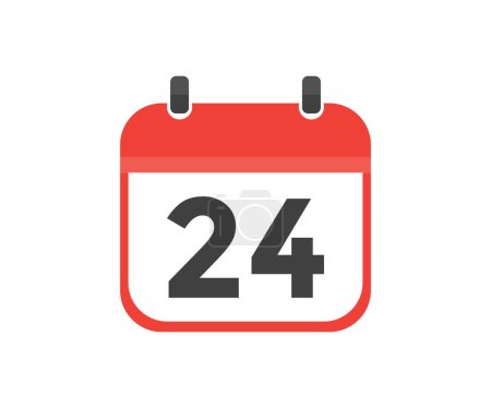 Illustration for Simple calendar with date 24 day twenty four logo design. Calendar icon flat day 24. Reminder symbol. Event schedule date. Meeting appointment time vector design and illustration. - Royalty Free Image