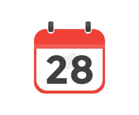 Illustration for Simple calendar with date 28 day twenty eight logo design. Calendar icon flat day 28. Reminder symbol. Event schedule date. Meeting appointment time vector design and illustration. - Royalty Free Image