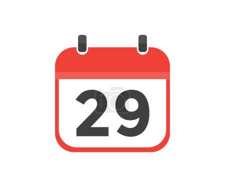 Illustration for Simple calendar with date 29 day twenty nine logo design. Calendar icon flat day 29. Reminder symbol. Event schedule date. Meeting appointment time vector design and illustration. - Royalty Free Image