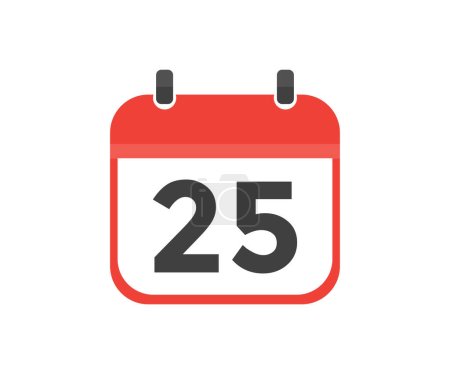 Illustration for Simple calendar with date 25 day twenty five logo design. Calendar icon flat day 25. Reminder symbol. Event schedule date. Meeting appointment time vector design and illustration. - Royalty Free Image
