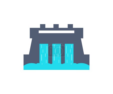 Illustration for Hydro Power Plant logo design. Natural Resources Water Energy. Alternative eco green renewable energy vector design and illustration. - Royalty Free Image