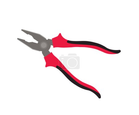 Illustration for A black and red hand pliers logo design. Combination pliers tool. Necessary hand tool. Construction tool. Pliers vector design and illustration. - Royalty Free Image