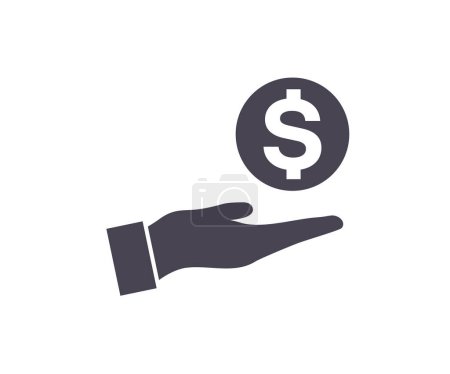 Illustration for Hand holding a Dollar sign flat icon. Investment, investor, mutual fund, asset, risk management, economy, financial gain, interest vector design and illustration. - Royalty Free Image