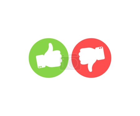 Illustration for Like & Unlike, Do`s and Don't logo design. Thumbs up and thumbs down icons. Social media concept. Like and dislike vector design and illustration. - Royalty Free Image
