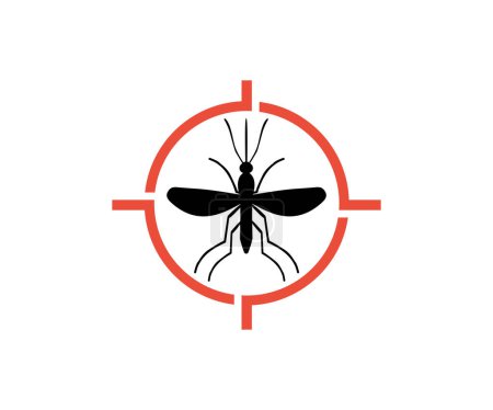 Illustration for Signaling, mosquitoes with mosquito target logo design. Informational red prohibited mosquito target, control insect, prevent epidemic, signaling stop sign vector design and illustration. - Royalty Free Image