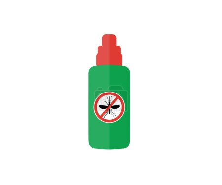 Moskito Spray Logo Design. Spritzen Insektenschutzmittel. Schutz vor Mückenstichen. Insekten kontrollieren, Epidemie-Vektordesign und Illustration verhindern.
