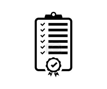 Illustration for Compliance inspection approved logo design. Checkbox form and survey checklist. Audit document icon, result report, verification control business concept vector design and illustration. - Royalty Free Image