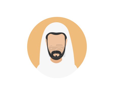 Téléchargez les illustrations : Barbe arabique homme logo design. icône homme arabe dans les vêtements traditionnels vecteur de conception et d'illustration. - en licence libre de droit