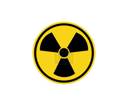 Icono de símbolo nuclear de radiación. Emblema de peligro negro aislado en círculo amarillo en el diseño y la ilustración del vector de fondo blanco.