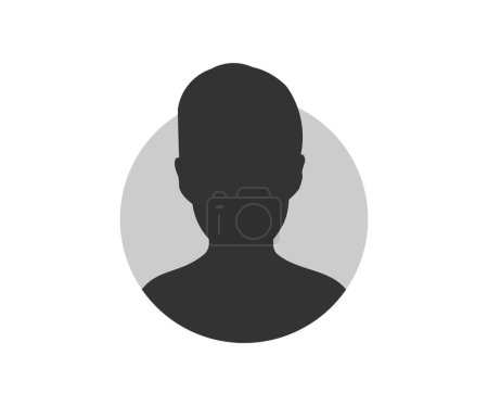 Téléchargez les illustrations : Conception anonyme d'icône de portrait d'utilisateur par défaut. Profil ou icône de l'avatar des gens. Membre utilisateur, icône Personnes en style plat. Bouton rond avec avatar photo silhouette vectorielle design et illustration. - en licence libre de droit