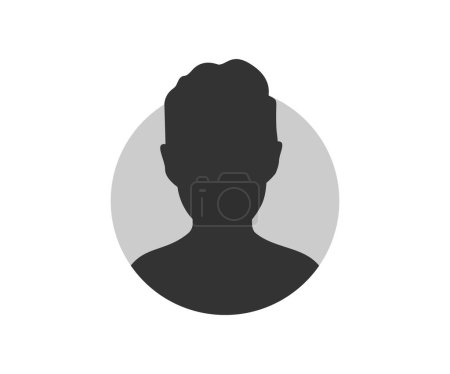 Ilustración de Diseño de icono de retrato de usuario anónimo predeterminado. Usuario miembro, icono de la gente en estilo plano. Botón de círculo con diseño de vectores de silueta de foto avatar e ilustración. - Imagen libre de derechos