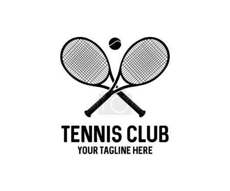 Illustration for Tennis club graphic design. Tennis club, tournament, tennis logo design, tennis racket and ball vector design and illustration. - Royalty Free Image