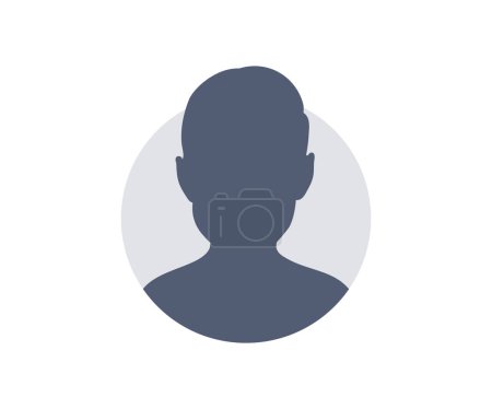 Ilustración de Default Avatar Profile. User profile icon. Profile picture, portrait symbol. User member, People icon in flat style. Circle button with avatar photo silhouette vector design and illustration. - Imagen libre de derechos