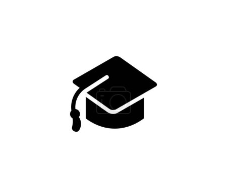 Illustration for Graduation hat icon, mortarboard cap symbol. Academic cap pictogram, education symbol vector design and illustration. - Royalty Free Image