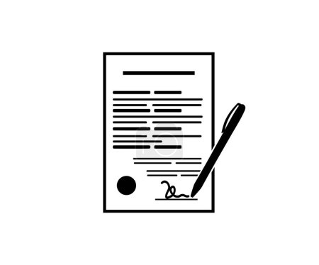 Ilustración de Pen firma un icono de contrato. Icono de firma, diseño de vectores de gestión empresarial e ilustración. - Imagen libre de derechos