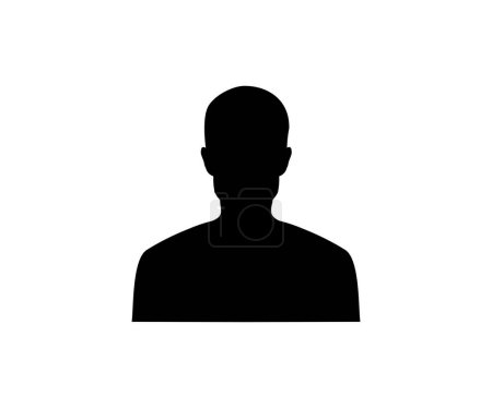 Téléchargez les illustrations : Silhouette d'icône de tête d'homme. Signe de profil avatar masculin, dessin et illustration vectoriels de silhouette faciale. - en licence libre de droit