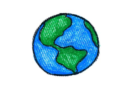 Photo for Save the earth concept. saving energy and recycle to save the world. hand draw crayon earth - Royalty Free Image
