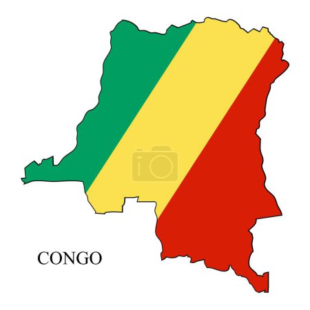 Ilustración de República del Congo mapa vector ilustración. Economía global. Un país famoso. África Central. África. - Imagen libre de derechos