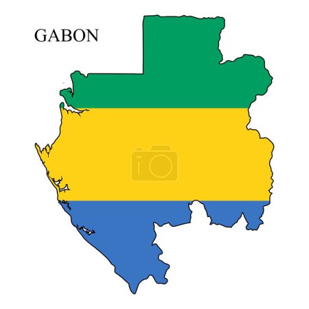 Ilustración de Gabón mapa vector ilustración. Economía global. Un país famoso. África Central. África. - Imagen libre de derechos