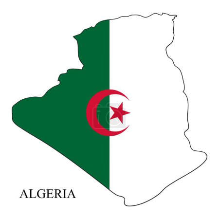 Ilustración de Argelia mapa vector ilustración. Economía global. Un país famoso. Norte de África. África. - Imagen libre de derechos