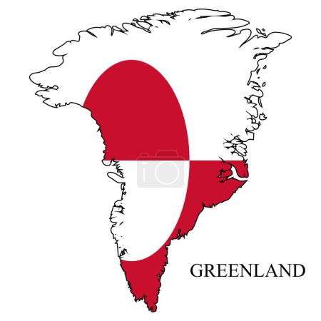 Groenlandia mapa vector ilustración. Economía global. Un país famoso. América del Norte. Estados Unidos.